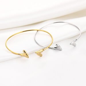 Pearl Heart Open Bangle